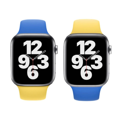 Патриотический ремешок для Apple watch 38/40/41mm Sport Band S/M Canary yellow / Capri blue